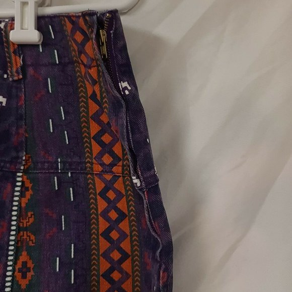 Vtg Red Rover Womens W28 x L19 Multicolor Rodeo Aztec Pattern Denim Short Skirt - Picture 11 of 12